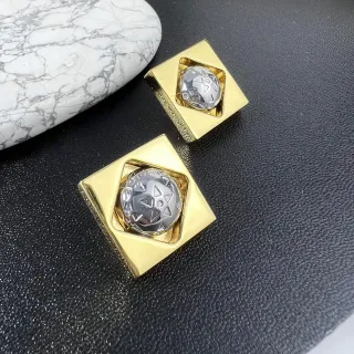 Gold-Tone Square Frame Faceted Sphere Metallic Jewelry