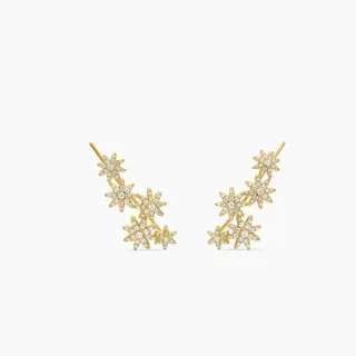 Aretes clips para orejas dorados con efecto Starburst y pavé