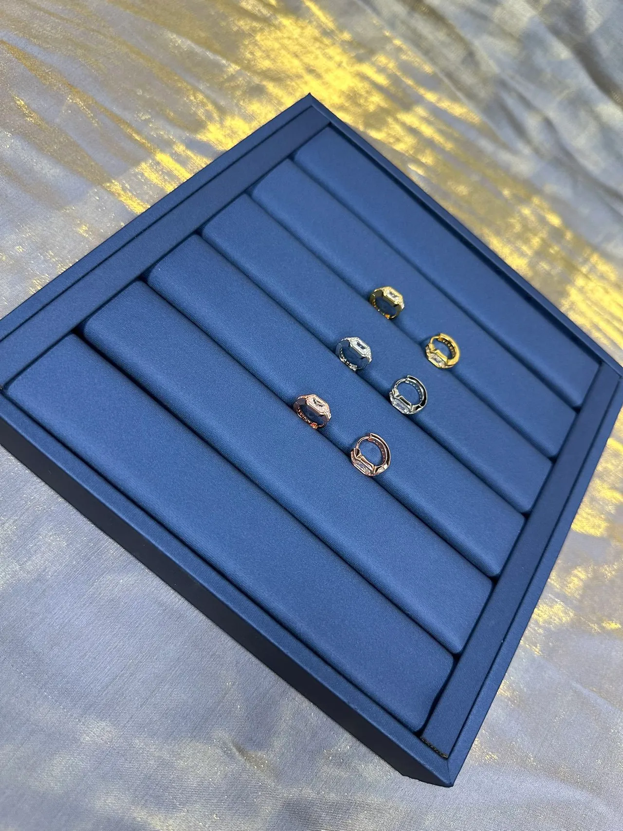Gold-Tone Stone-Set Hoop Earrings 8