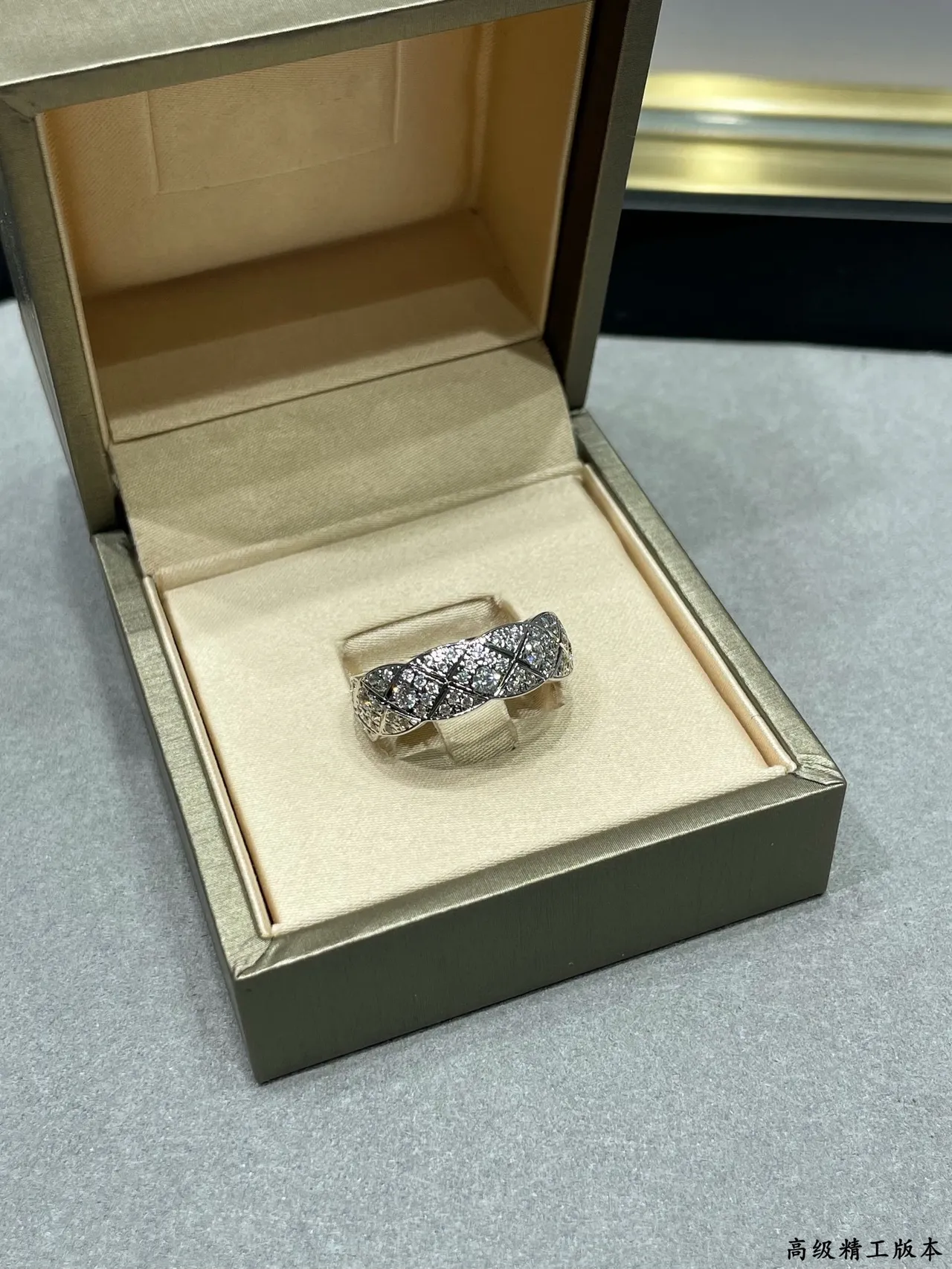 Gold-Tone Woven Pavé Ring 8