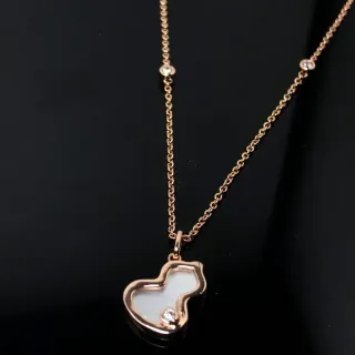Collier d'Or Rose Blanche Mère de Perle Inlay