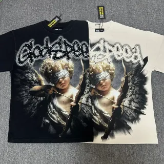 T-shirt à motif graphique ange chérubin aux yeux bandés