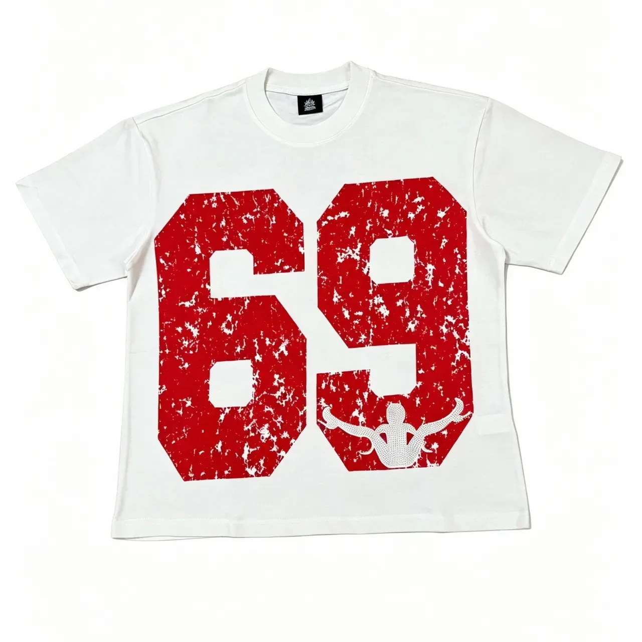 Graphic Print Distressed Typography Silhouette Overlay T-Shirt 11