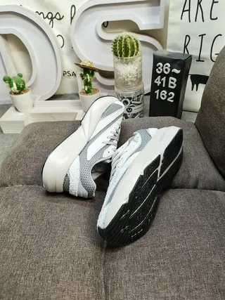 Gray and Silver Glitter Mesh Chunky Platform Sneakers 6