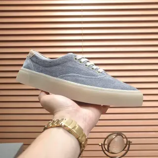 Gray Beige Low-Top Canvas Upper Sneakers