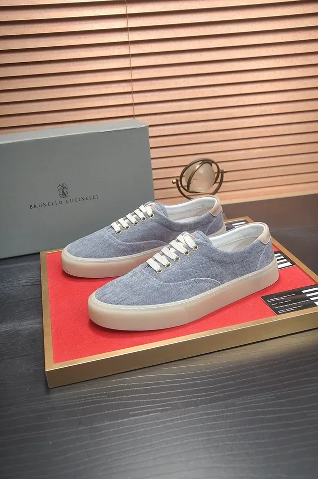Gray Beige Low-Top Canvas Upper Sneakers 4