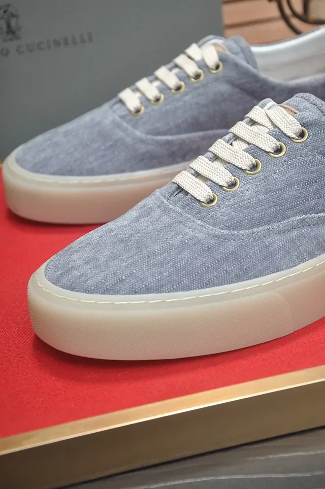 Gray Beige Low-Top Canvas Upper Sneakers 7