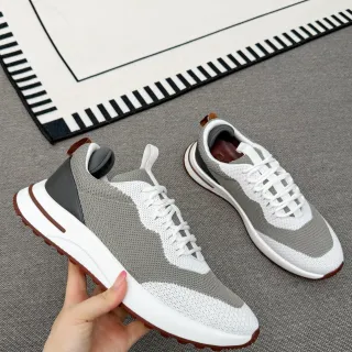 حذاء رياضي رمادي بني Knit-and-Mesh Upper Sculpted White Midsole