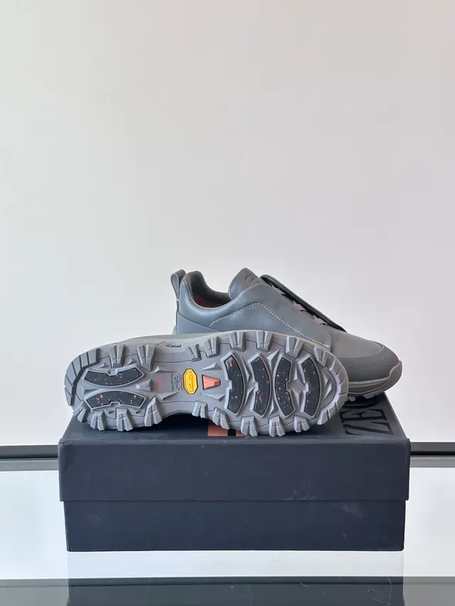 Gray Slip-On Construction Stitched Panel Upper Sneakers 2