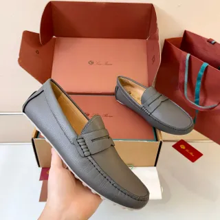 جلد مقشر رمادي أبيض Penny Strap Loafer