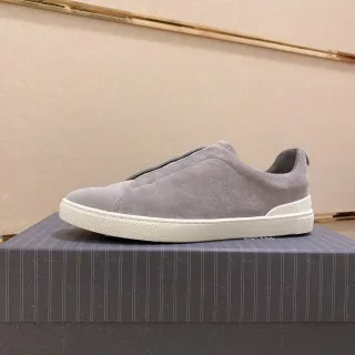 Gray White Slip-On Suede Upper Sneakers