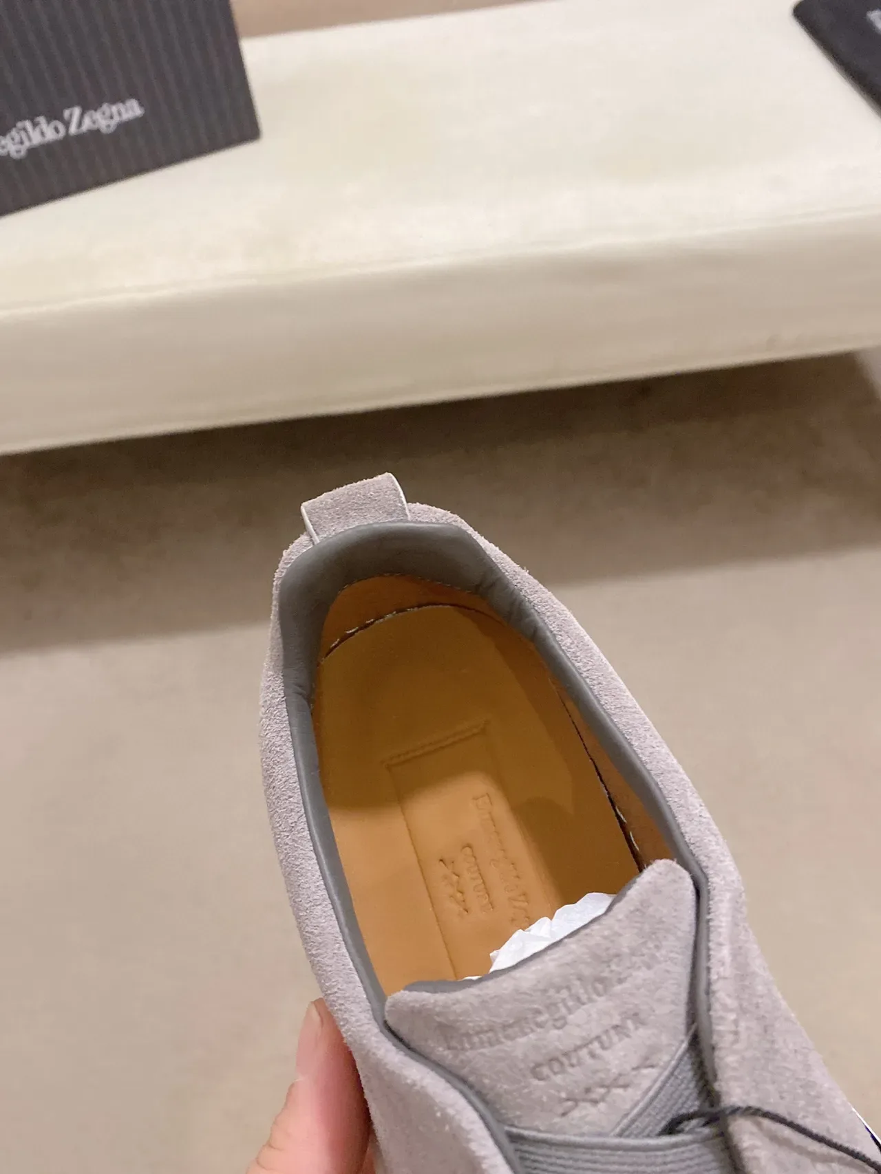 Gray White Slip-On Suede Upper Sneakers 6