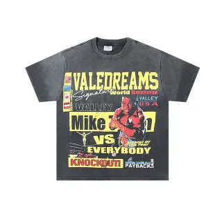 T-shirt gris et jaune coupe oversize finition acid wash usée
