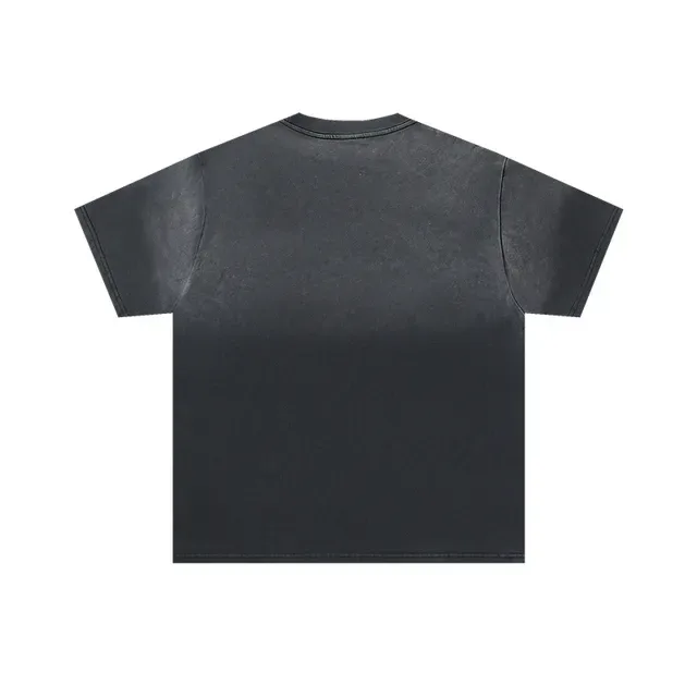 Gray Yellow Oversized Fit Acid-Wash Distressed Finish T-Shirt 2