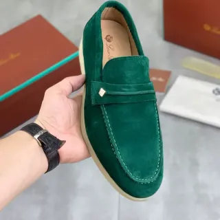 Green Suede Penny Strap Loafer