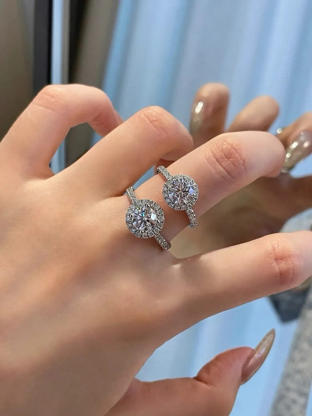 Halo Setting Round Brilliant Diamond Ring 2