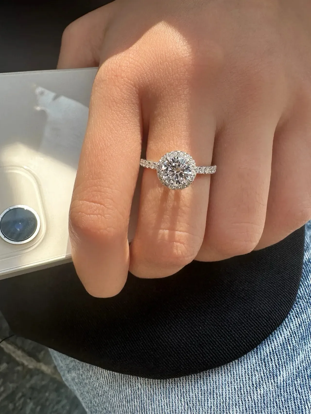 Halo Setting Round Brilliant Diamond Ring 3