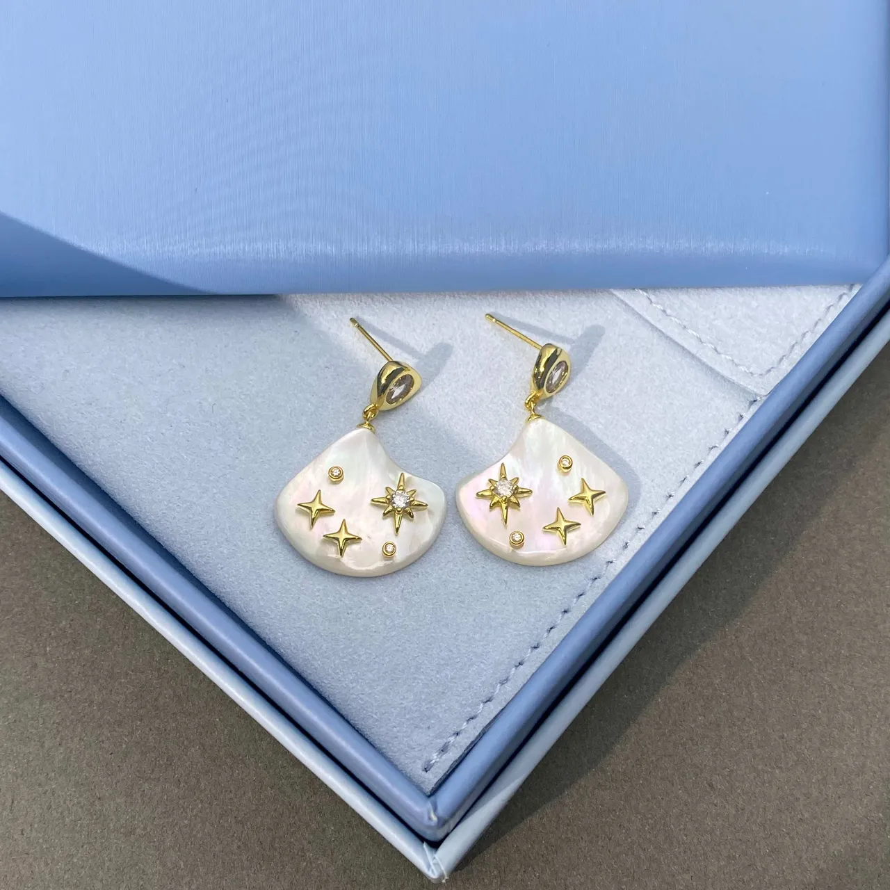 HEFANG Mother-of-Pearl Star Drop Earrings 7
