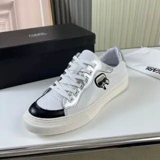 Karl Lagerfeld Sneakers Lifestyle Blanc et Noir en Cuir à Empeigne Basse