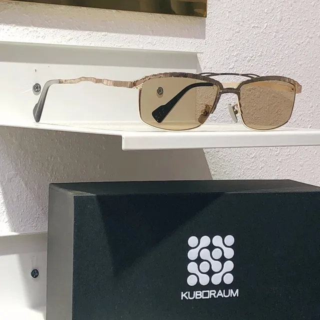 KUBORAUM Azul Plata Forma Rectangular de Lente Textura Metálica Patillas Ópticas Gafas 4
