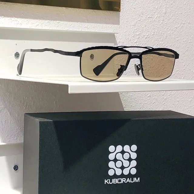 KUBORAUM Azul Plata Forma Rectangular de Lente Textura Metálica Patillas Ópticas Gafas 7