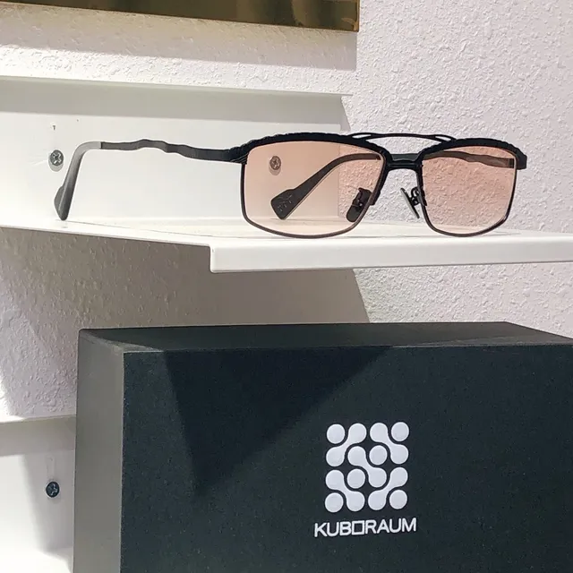 KUBORAUM Azul Plata Forma Rectangular de Lente Textura Metálica Patillas Ópticas Gafas 9