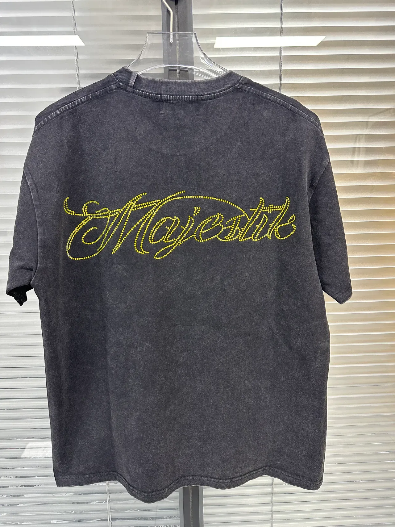 Camiseta oversized acid wash negra con estampado de deportes de carreras MAJESTIK 5