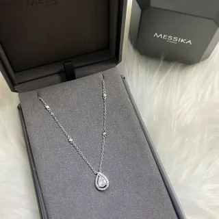 Messika 银白色泪滴吊坠 Pavé 光环镶嵌项链