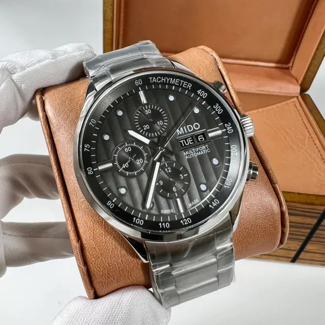Mido Multifort Chronograph Automatic Dark Dial Stainless Steel Mechanical Watch 5