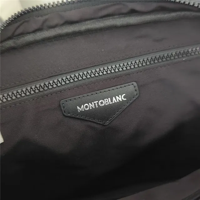 Montblanc Meisterstück أسود رمادي مبط مونोغرام جلد منقوش M نمط حقيبة رسول 2