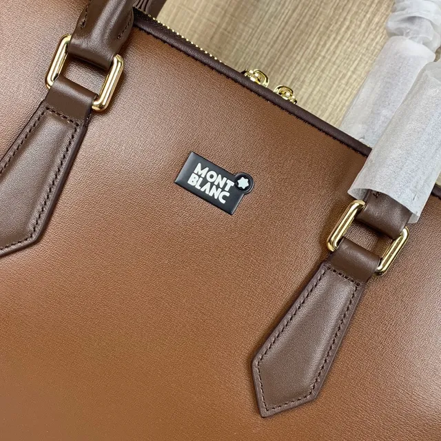 Montblanc Meisterstück भूरा संरचित टॉप-हैंडल टोट बैग 3