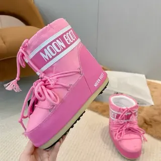 Moon Boot গোলাপি তাপপরোধী ড্রস্ট্রিং কাফ স্নো বুট