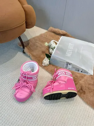 Moon Boot গোলাপি তাপপরোধী ড্রস্ট্রিং কাফ স্নো বুট 3