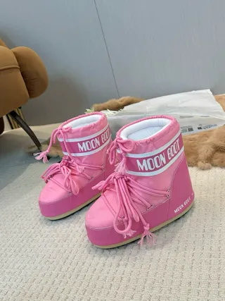 Moon Boot গোলাপি তাপপরোধী ড্রস্ট্রিং কাফ স্নো বুট 6