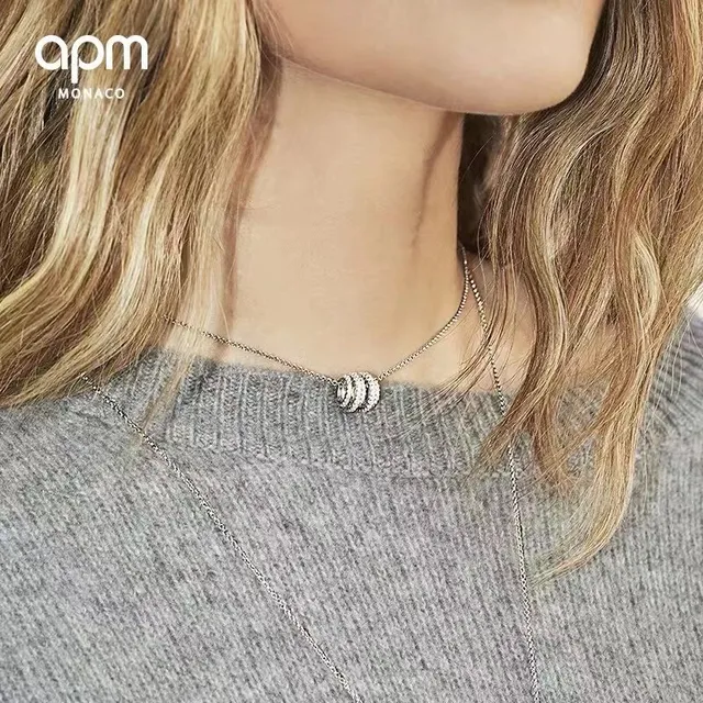 Multi-Tiered Pavé Diamond Cylinder Pendant Necklace 5