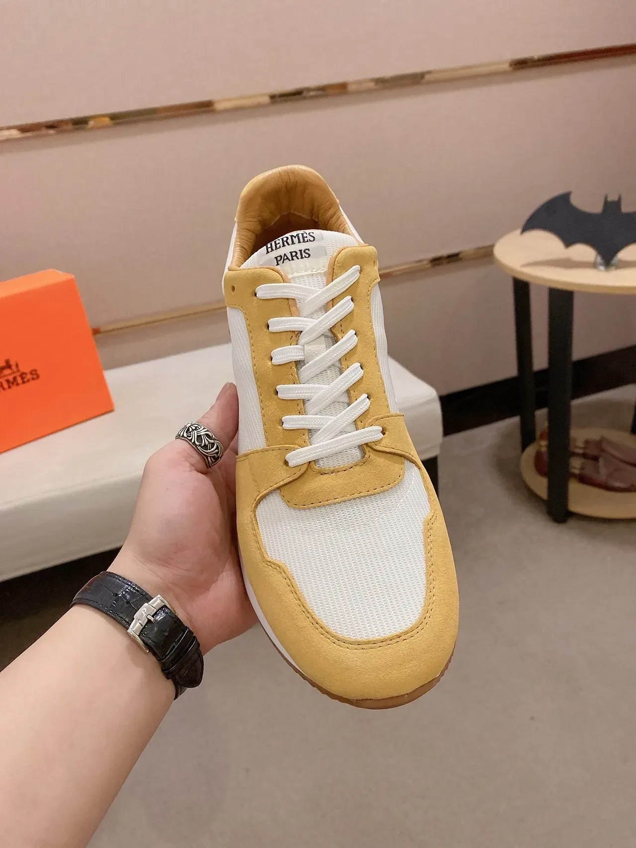 Mustard and White Panelled Retro Runner Sneaker 2