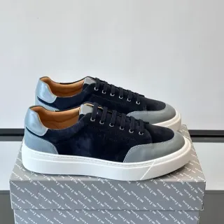 Tênis lifestyle com plataforma em camurça navy e cinza