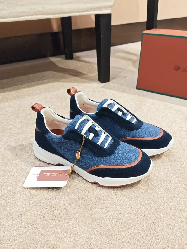 Navy Blue Mixed-Material Upper Sculpted White Midsole Sneakers 5