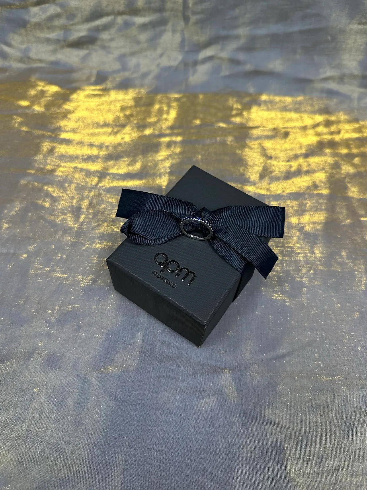 Navy Blue Pavé-Set Thin Band Ring 7