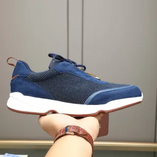 Navy Brown Blue Suede And Mesh Upper Sculpted White Midsole Sneakers