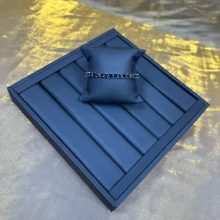 Navy Gold Satin-Lined Segmented Tray Jewelry