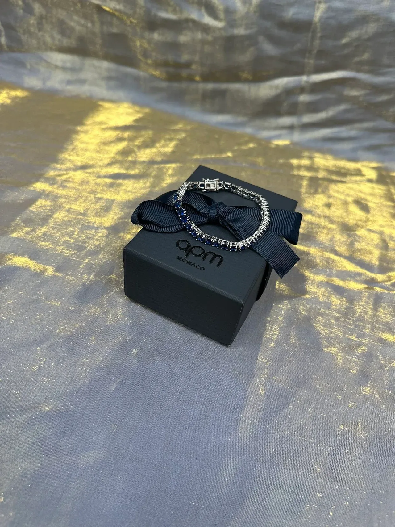 海军蓝金色缎面分隔珠宝托盘 7