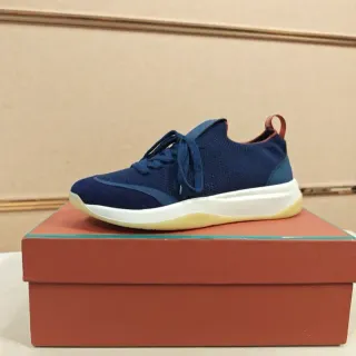 سنیکرز Navy Red Knit Upper Layered White-and-Gum Sole