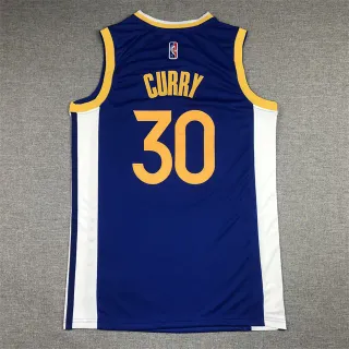 NBA Golden State Warriors Stephen Curry #30 藏青、金、白 侧边面板球衣