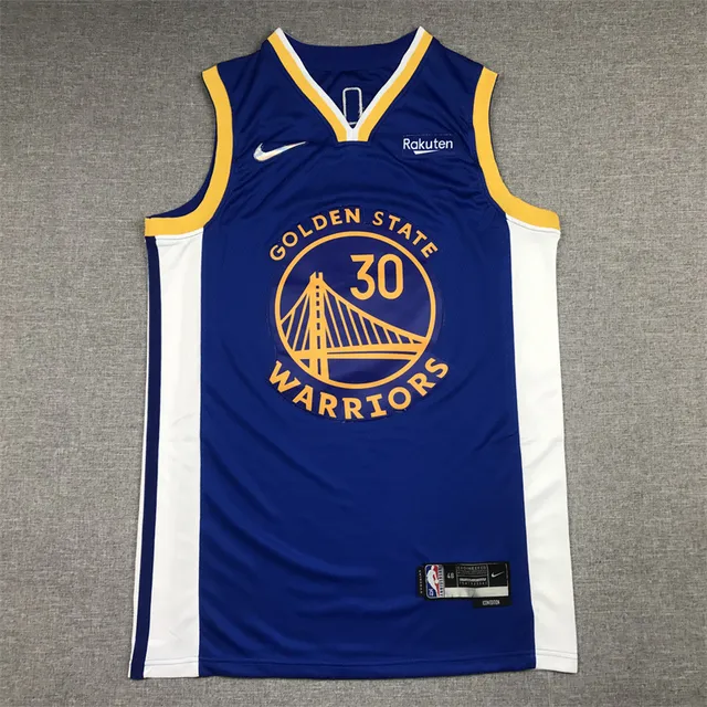 NBA Golden State Warriors Stephen Curry #30 নেভি, সোনালী, সাদা সাইড প্যানেল জার্সি 3
