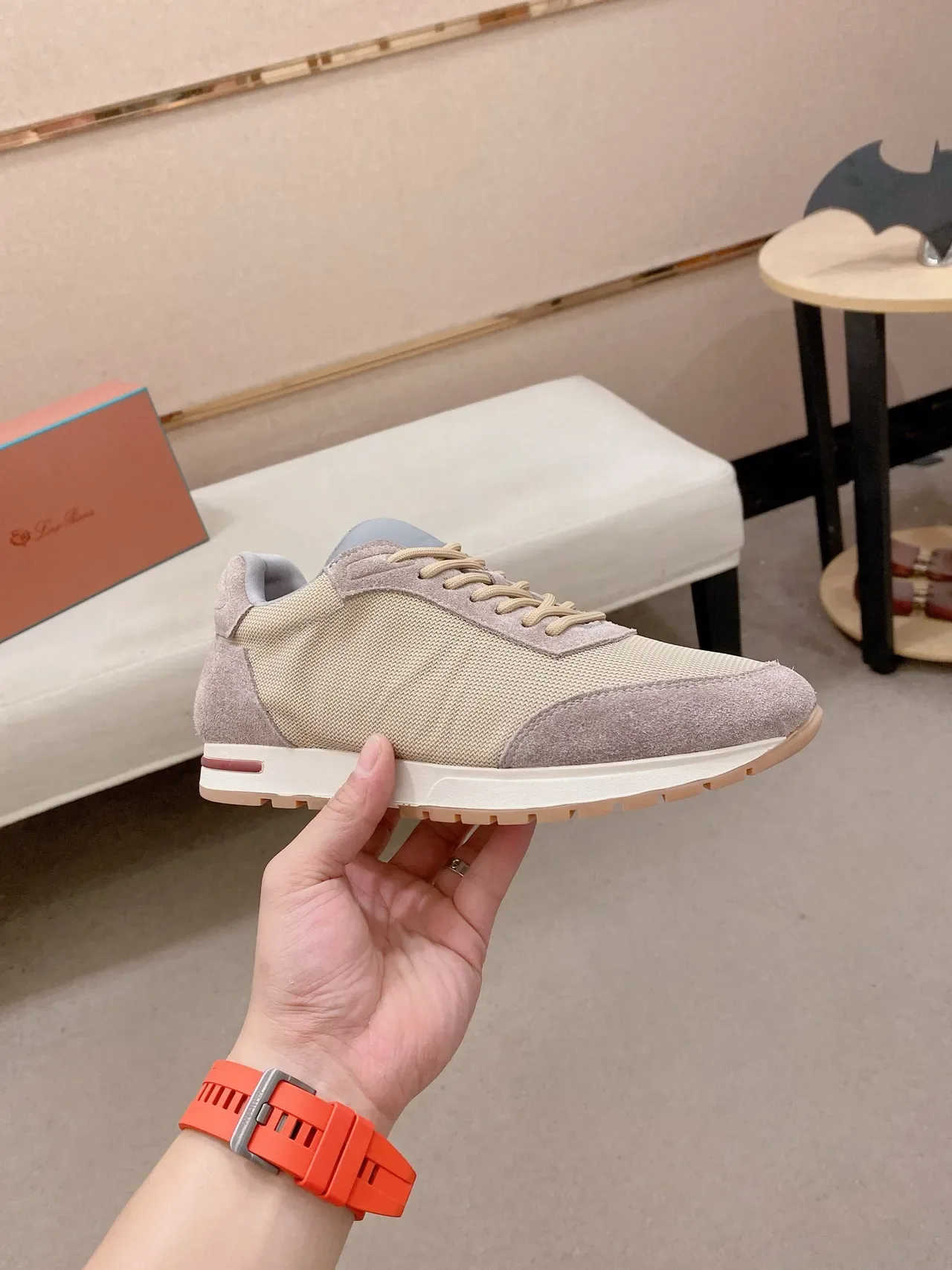 Neutral Tonal Mixed-Textile Lifestyle Sneaker 4