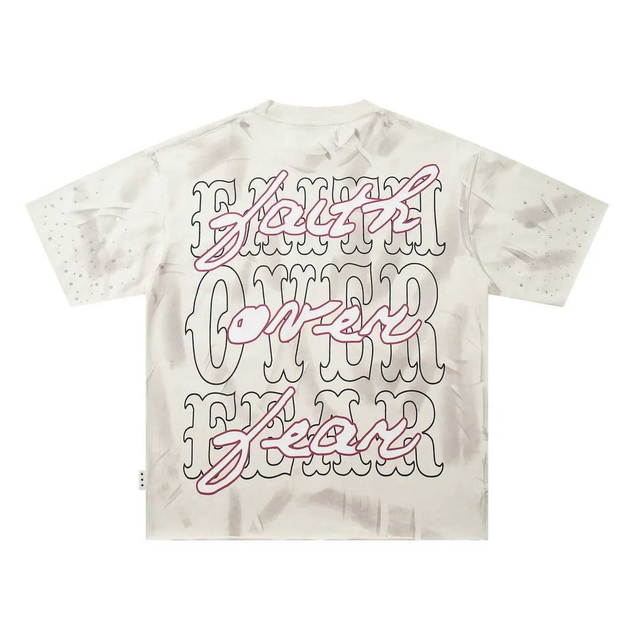 Off-White Graphic Print Rhinestone Sleeve T-Shirt 5