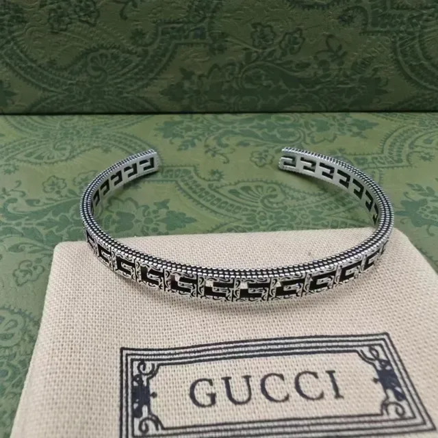 Ornate Engraved Silver-Tone Geometric Cuff Bracelets 9