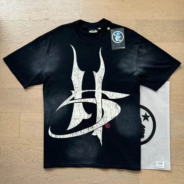 Oversized Tie-Dye Navy and White Double-Sided Graphic Print T-Shirt 9