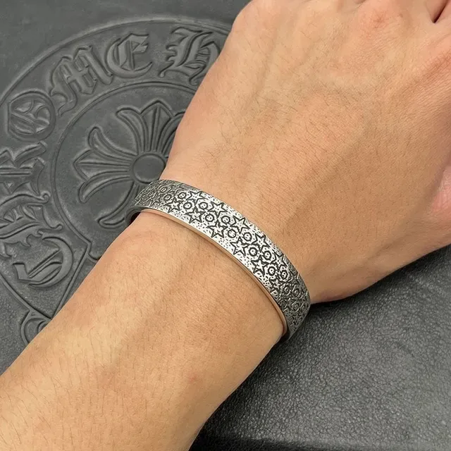 Oxidized Star and Circle Motif Cuff Bracelet 2